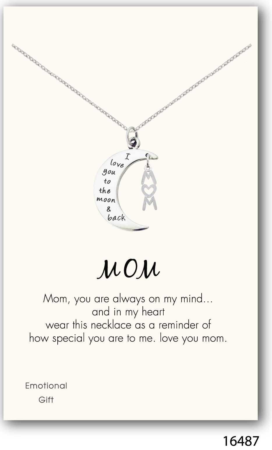 Love you to the moon and back silver pendant
